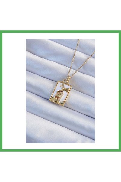 Nur store Çanta 316L Steel Chain Gold Color White Enamel Tarot Pendant Bezoss