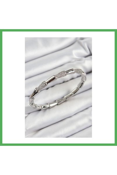 Nur store Çanta سوار نسائي من النحاس والزركون موديل كوندوز باللون الفضي من BE...