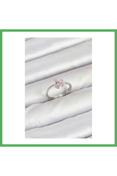 Nur store Çanta Brass Silver Color Pink Butterfly Women's Ring Bezoss