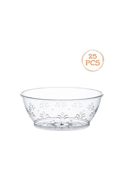 Jumbo Set of Reusable Transparent Plastic Bowls with Flower Pattern 180ml - 2...