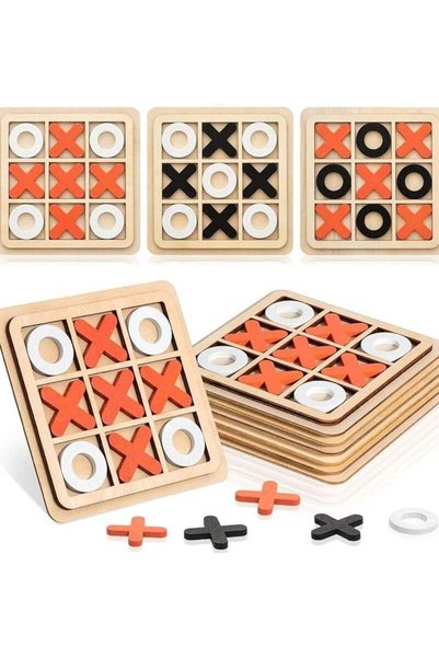 TOY GARDEN Wooden Tic Tac Toe Game Set – Classic Chess Puzzle for Family Bond...