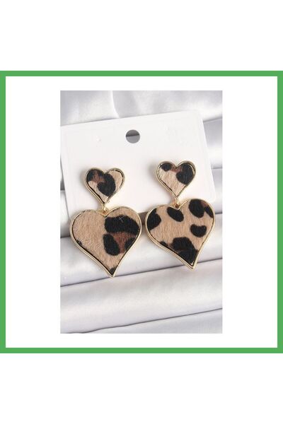 Nur store Çanta Brass Gold Color Dangle Leopard Model Women's Earrings Bezoss