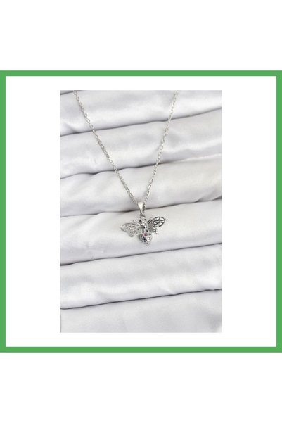 Nur store Çanta 316L Steel Chain Silver Color Fly Model Zircon Stone Women's ...