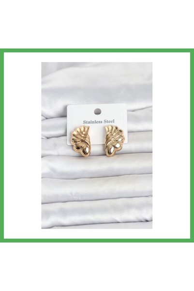 Nur store Çanta 316L Steel Gold Color Vintage Model Women's Earrings Bezoss