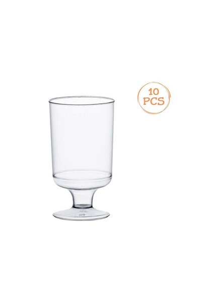 Jumbo Set of 10 Transparent Reusable Plastic Wine Glasses 100ml - 10pcs