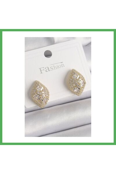 Nur store Çanta Brass Gold Color Zircon Stone Embellished Drop Model Women's ...