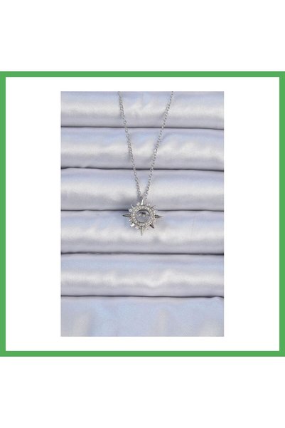 Nur store Çanta 316L Steel Chain Silver Color Zircon Stone Shining Star Neckl...