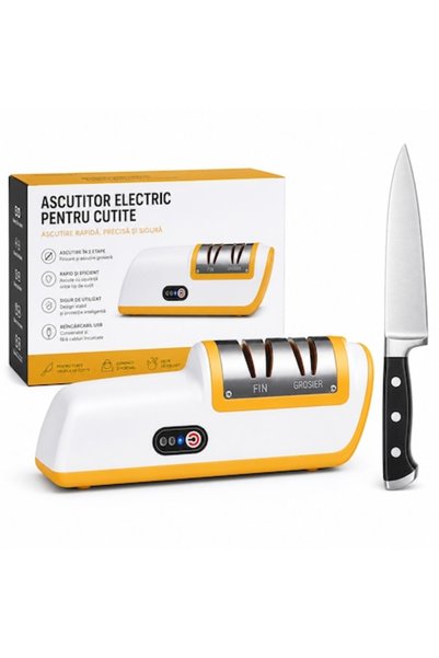 BOGVAL Ascuțitor electric de cuțite, reîncărcabil prin USB, ascuțire în 2 eta...