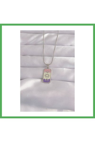 Nur store Çanta 316L Steel Silver Color Mixed Enamel Moon Figure Tarot Pendan...