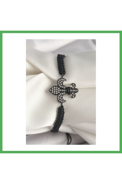 Nur store Çanta Brass Black Color Zircon Stone Lily Figure Elevator Macrame M...