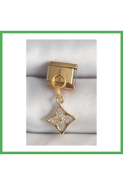 Nur store Çanta 316L Steel Gold Color Dangle Zircon Stone Flower Embellished ...