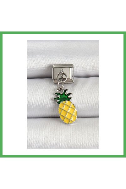 Nur store Çanta 316L Steel Silver Color Pineapple Model Nomination Charm Bezoss