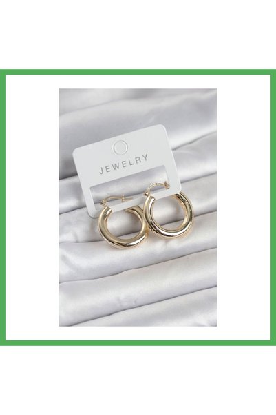 Nur store Çanta Gold Color Brass Hoop 25 mm Women's Earrings Bezoss
