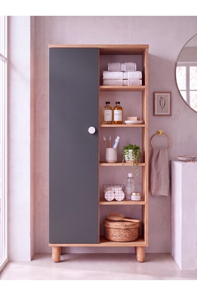 FLORADESİGN Mila Çok Amaçlı Dolap / Tek Kpaklı Raflı Dolap / Mutfak Banyo Kil...