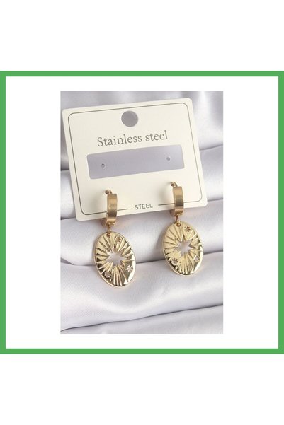Nur store Çanta 316L Steel Gold Color Pole Star Engraving Women's Earrings Be...