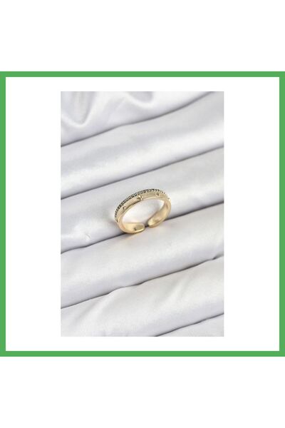 Nur store Çanta Brass Gold Color Row Zircon Stone Pole Star Model Women's Rin...