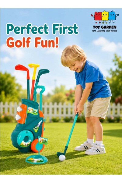 TOY GARDEN Kids Golf Cart Toy Set Outdoor Sports Playset with Plastic Clubs B...