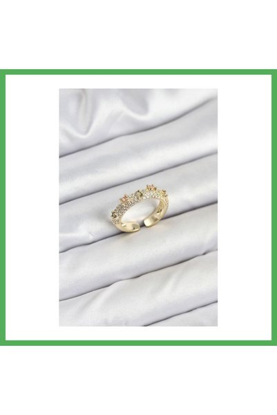 Nur store Çanta Brass Gold Color Zircon Stone Vintage Women's Ring Bezoss