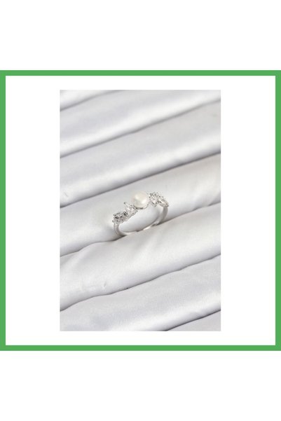 Nur store Çanta خاتم نسائي من النحاس الفضي اللون مع حجر الزركون واللؤلؤ موديل...