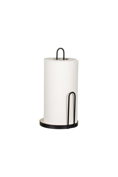 Jumbo Suport Metalic Negru cu Baza de Lemn cu Stop pentru Prosoape de Hartie ...