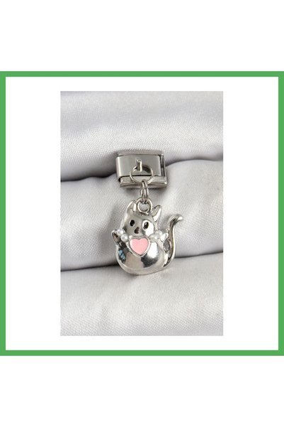 Nur store Çanta 316L Steel Dangle Detailed Cat Model Silver Color Nomination ...