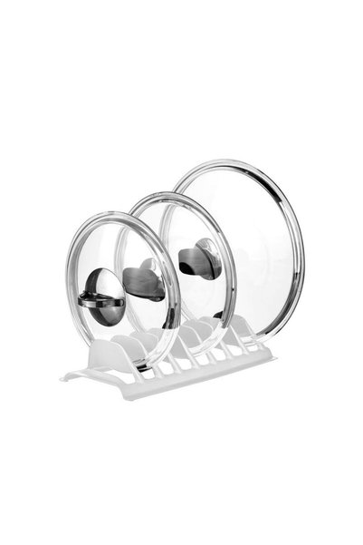 Jumbo Suport din Plastic Alb cu 8 Spatii pentru Capace Cratita & Farfurii 29....