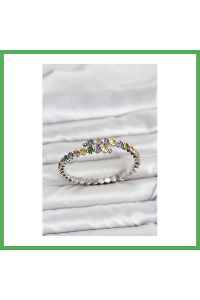 Nur store Çanta سوار نسائي من النحاس الفضي اللون مع حجر الزركون متعدد الألوان...