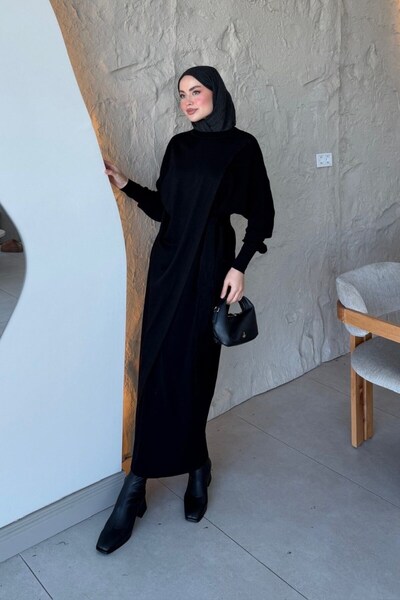 Şule Giyim Aryel Belted Dress Black