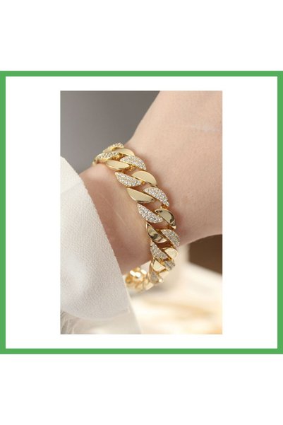 Nur store Çanta Vip Series Brass Zircon Stone Gold Color Gourmet Bracelet Bezoss