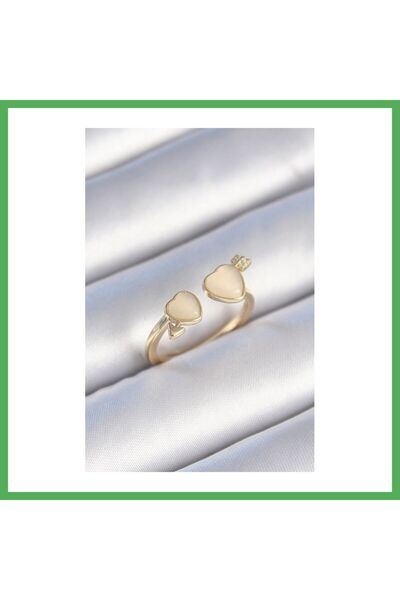 Nur store Çanta Brass Gold Color White Enamel Model Women's Ring Bezoss