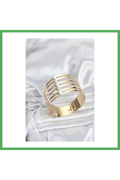 Nur store Çanta Gold Color Brass Rib Model Women's Bracelet Bezoss
