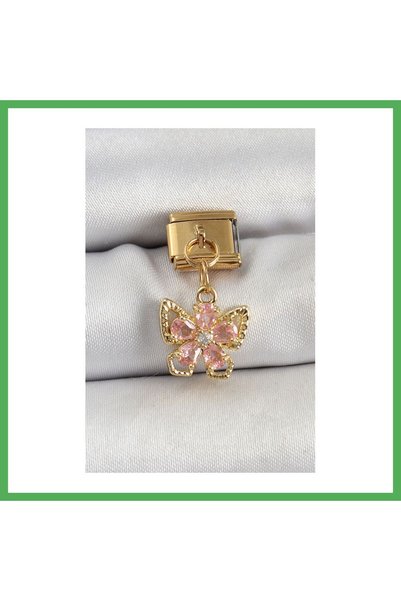 Nur store Çanta 316L Steel Dangle Zircon Stone Flower Figured Butterfly Model...