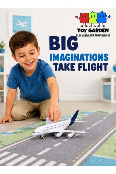 TOY GARDEN Diecast Metal Airplane Model Toy Pull-Back Action Plane with Light...