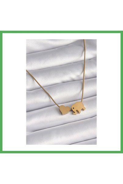 Nur store Çanta 316L Steel Gold Color Elephant Figured Women's Necklace Bezoss