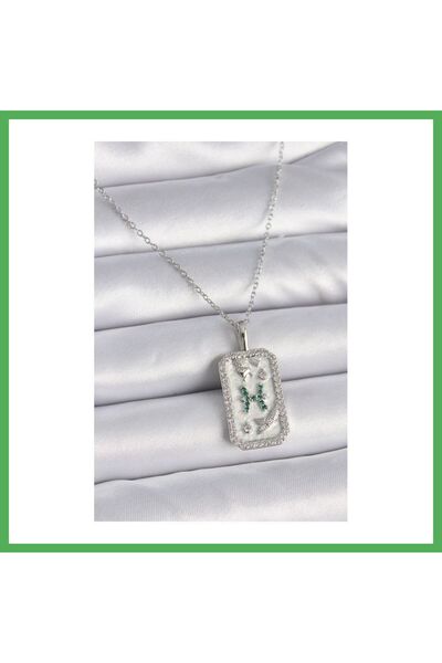Nur store Çanta 316L Steel Silver Color Chain Pisces Zodiac Sign Zircon Stone...