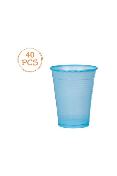 Jumbo Set of 40 Blue Plastic Cups 200ml