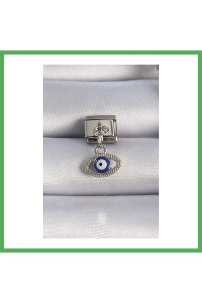 Nur store Çanta 316L Steel Silver Color Dangle Eye Figure Evil Eye Bead Detai...