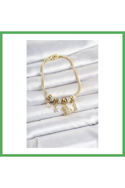 Nur store Çanta سوار نسائي من النحاس باللون الذهبي مع حلية BEZOSS