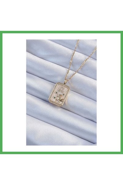 Nur store Çanta 316L Steel Chain Gold Color Zircon Stone Lion Figured Tarot N...