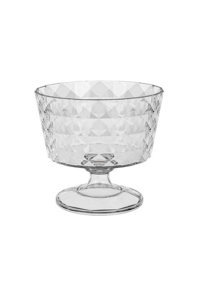Jumbo Bol din Plastic Transparent Diamond cu Picior pentru Inghetata 450ml