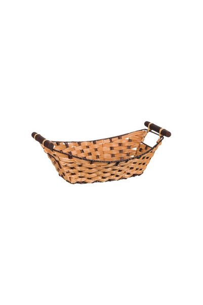 Jumbo Декоративна пластмасова кошница с кафяви дървени дръжки 38x25x13см