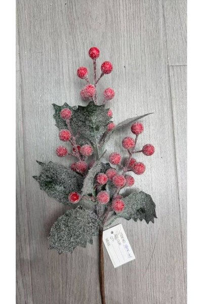 OEM Snowy twig with red berries and holly leaves