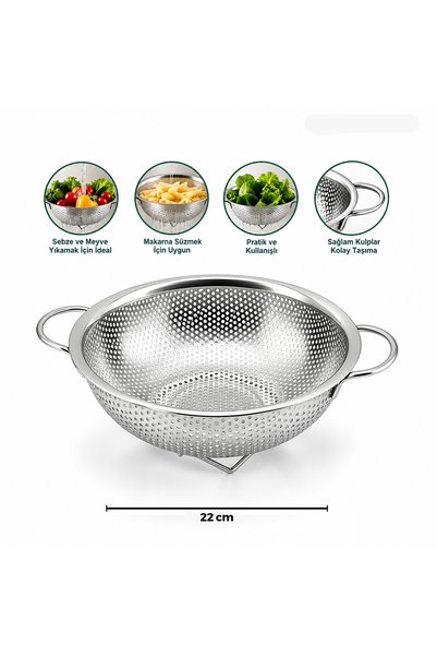 INURA GLOBAL Steel Basket Strainer 22 cm with Metal Handle
