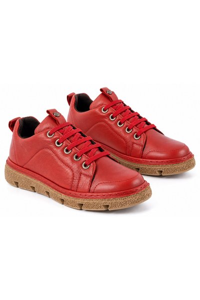 Mammamia 3480 Genuine Leather Casual Women's Shoes-Red