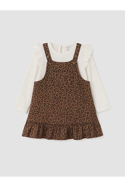 LC Waikiki Esvab • Modern & Distinctive Leopard Embroidered Baby Girl Salopet...