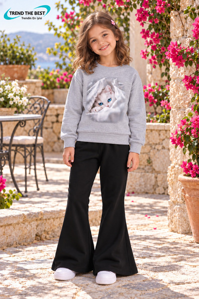 TREND THE BEST Trendin En İyisi Winter, Spring, and Autumn Girls' Black Spani...