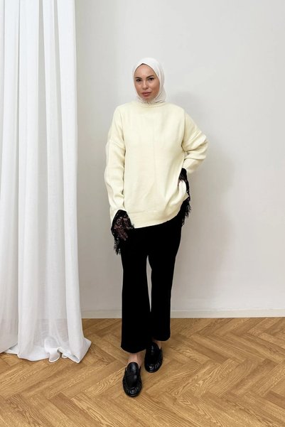 Melike Tatar Dantelli Triko Tunik 32-5502