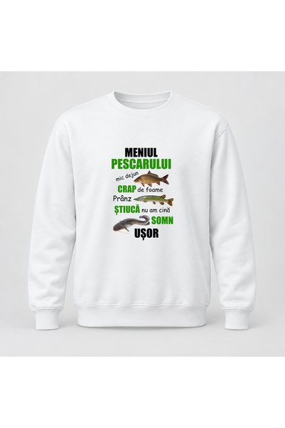 Fabricacucadouri.ro Pulover personalizat Meniul pescarului
