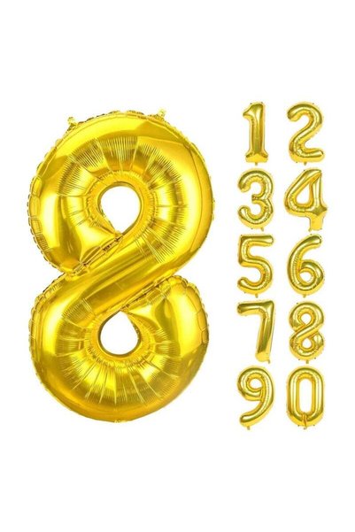 TOY GARDEN Number 8 Balloon Foil Gold Glamorous Party Decorations Jumbo Digit...