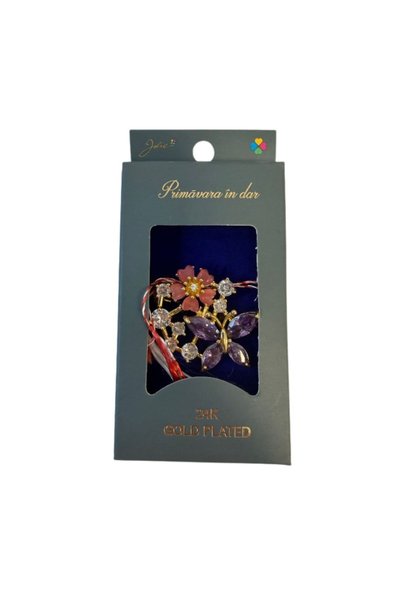 Generic Brand Mărțișor cu Broșă Placată cu Aur 24K, Ambalaj Carton cu Design,...